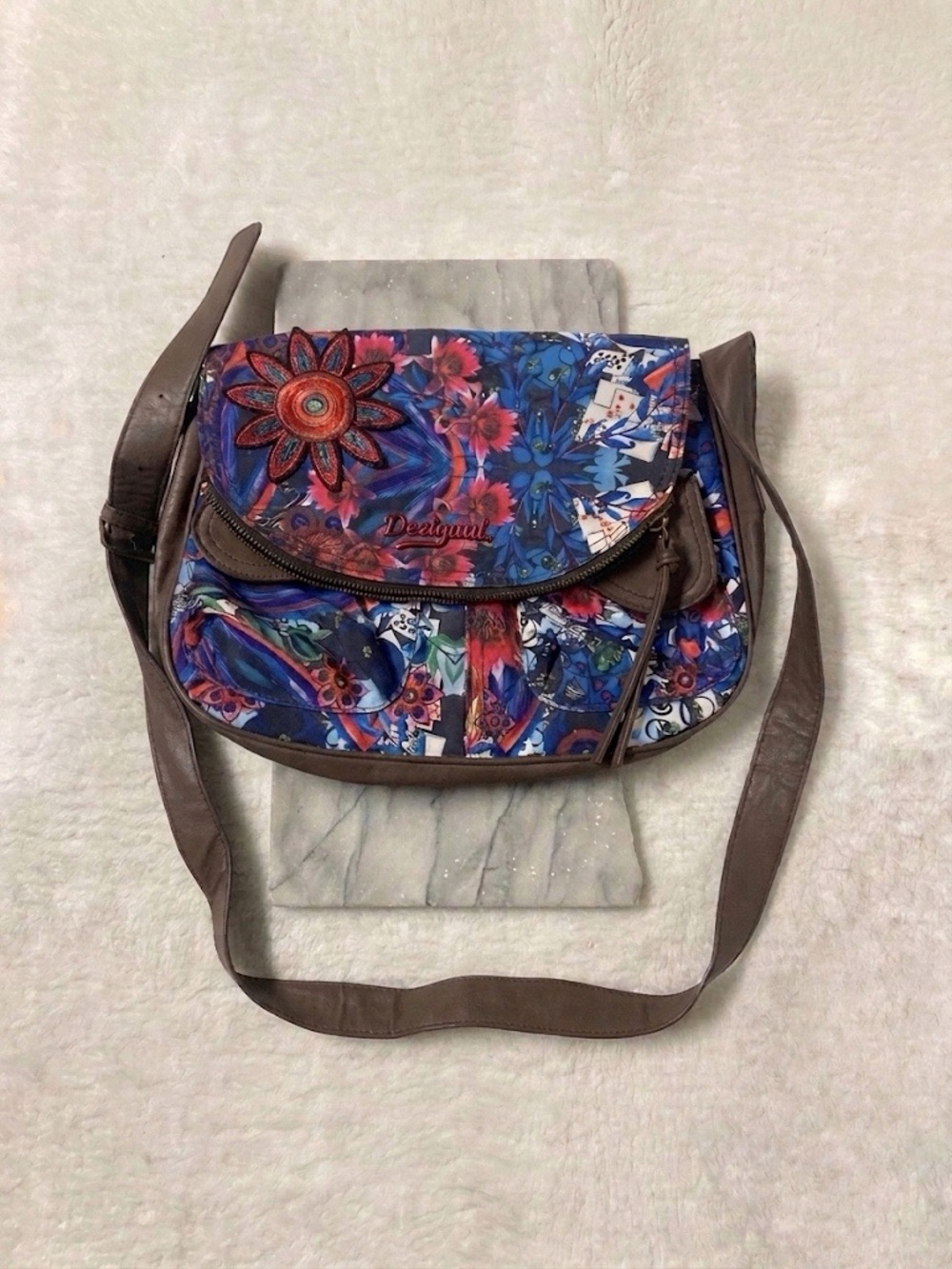 DESIGUAL Brooklin Wonderland Crossbody Bag Floral Patchwork Faux Leather